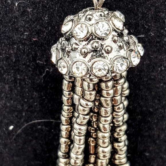 Charcoal-Colored Crystal and Bead Earrings - Picture 3 of 4